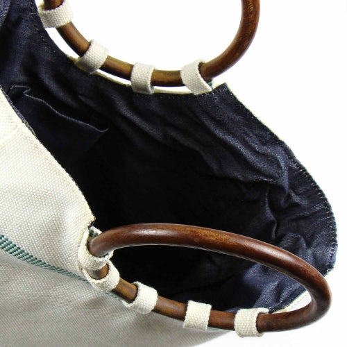 Image of Firehose Wood Handled White Bag