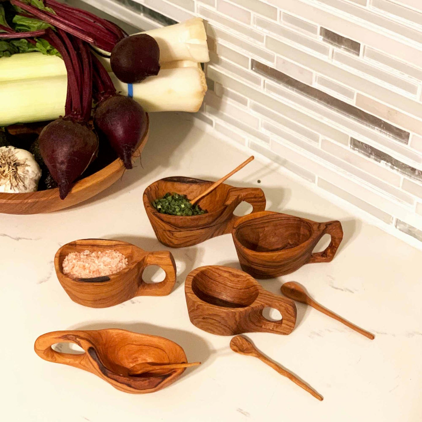 The Kahero Olive Wood Salt Keeper