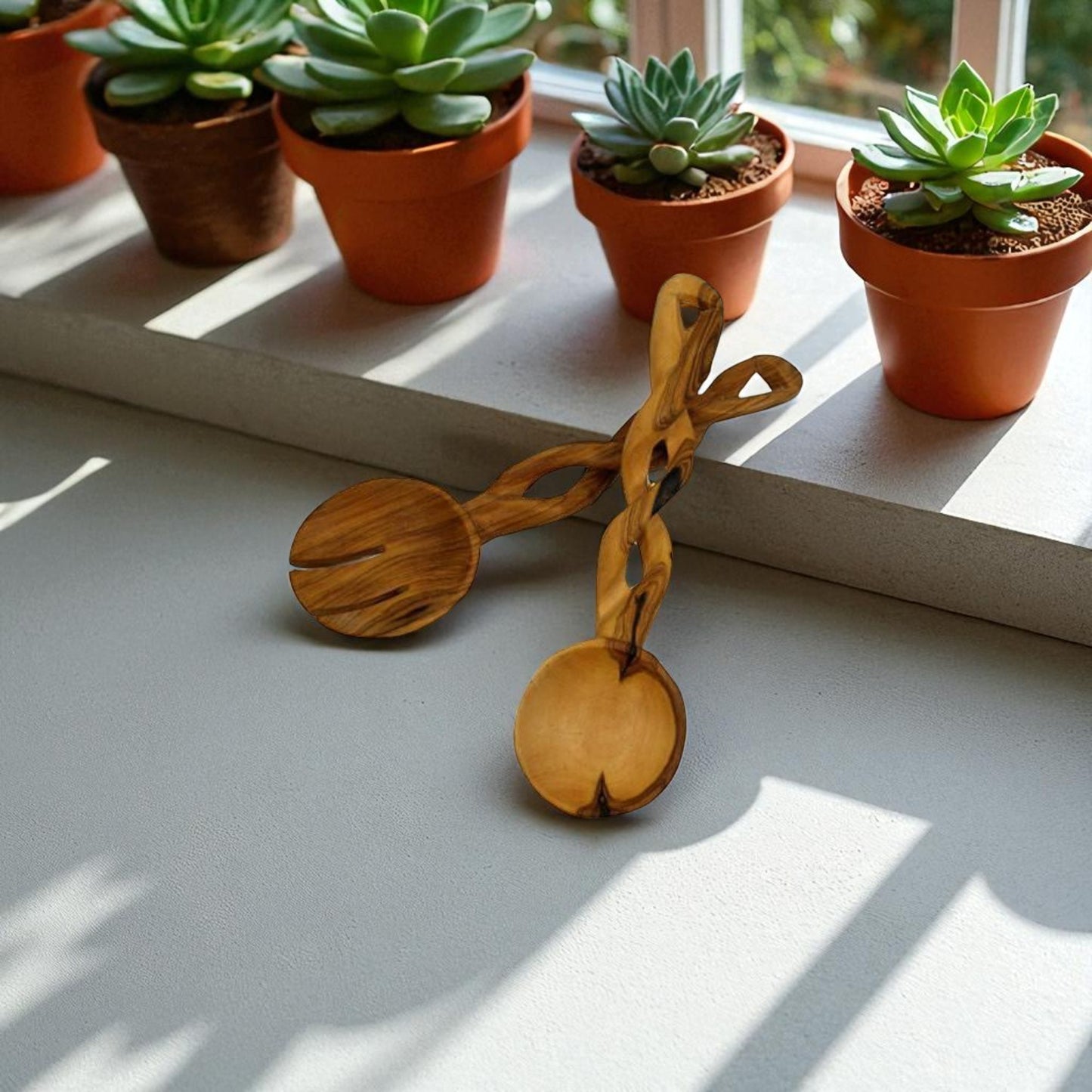The Braided Handle Olive Wood Servers
