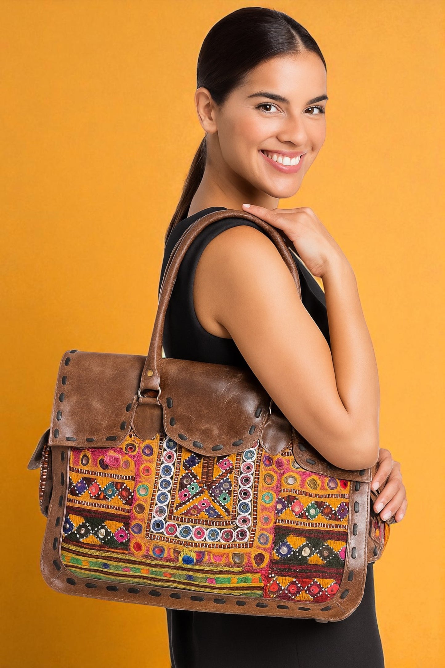 Nomad Archive Embroidered Leather Satchel