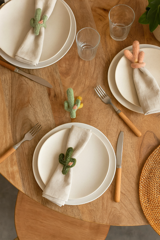 Desert Stitch Cactus Napkin Rings (Set of 4)