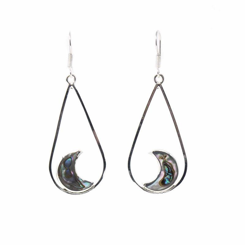 Image of Abalone Half Moon Teardrop Earrings