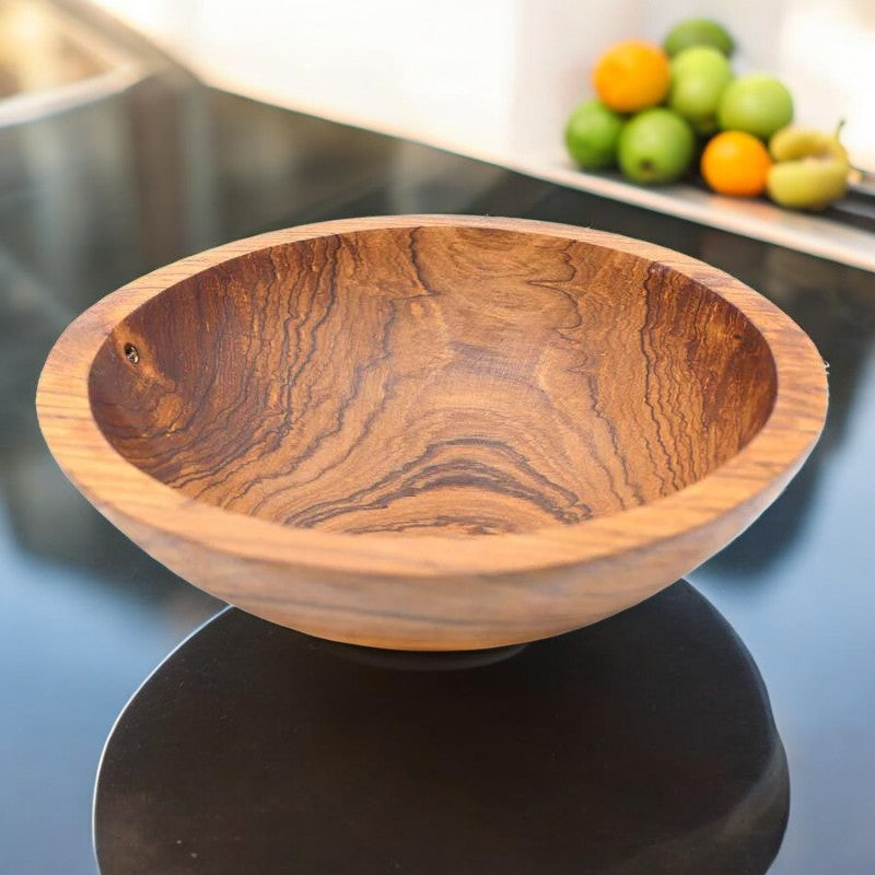 Kijani Wild Olive Wood Hand-carved Bowl – 8”