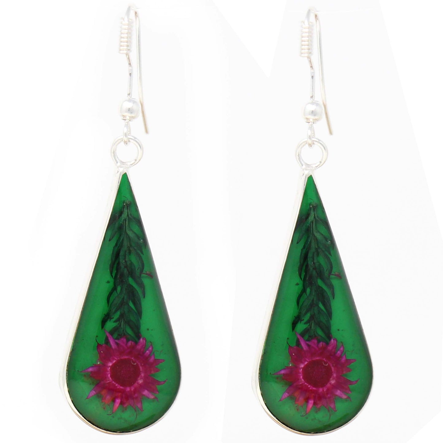 Image of Pink Pressed Flower Teardrop Earrings