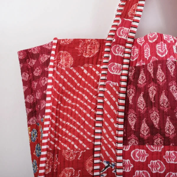 The Bazaar Patchwork Carryall Tote - Red
