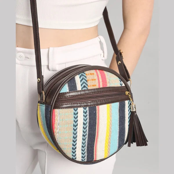 Flicker Jacquard Round Sling Bag - Multicolor