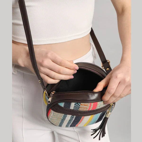 Flicker Jacquard Round Sling Bag - Multicolor