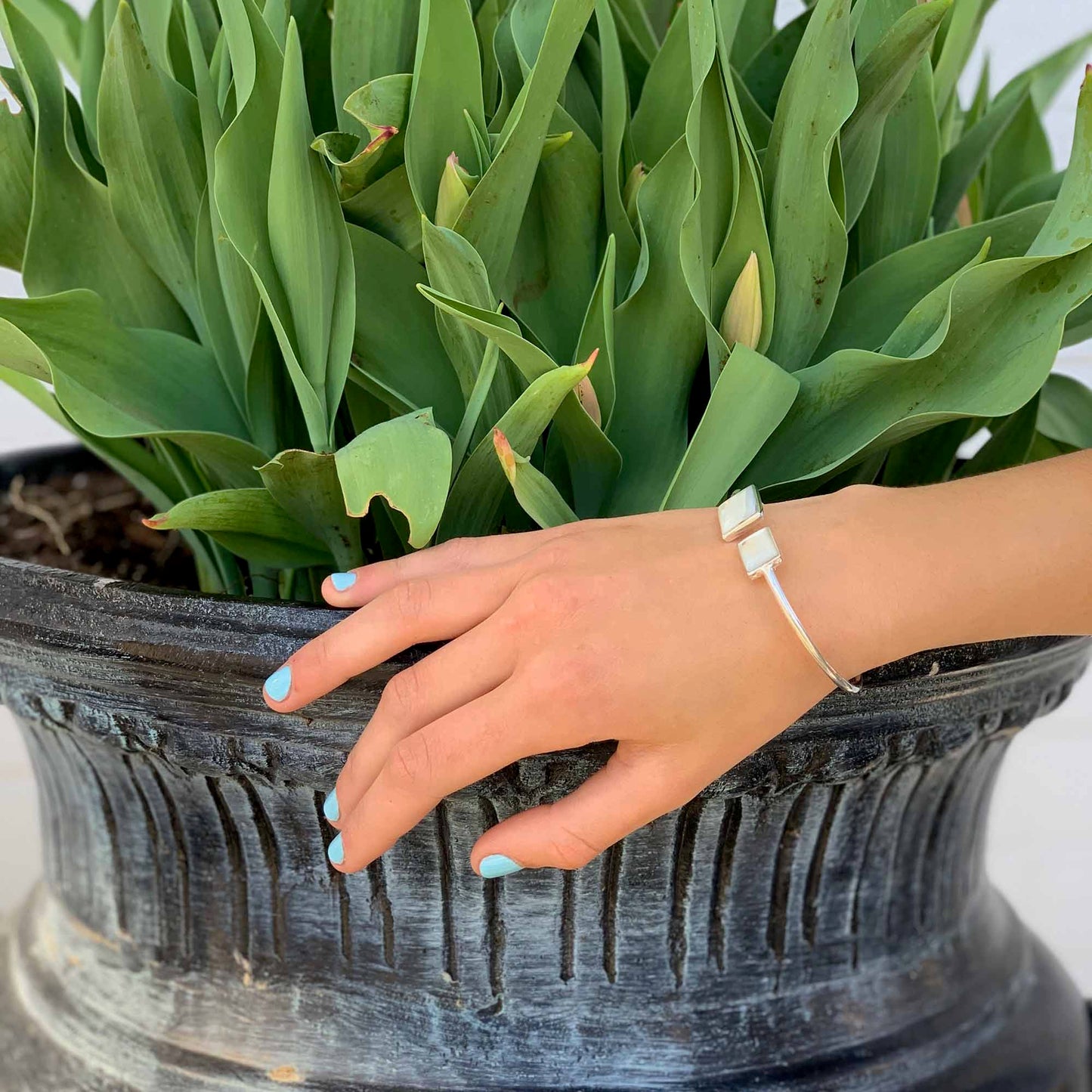 The Moonlight Squares Mother-of-Pearl Cuff