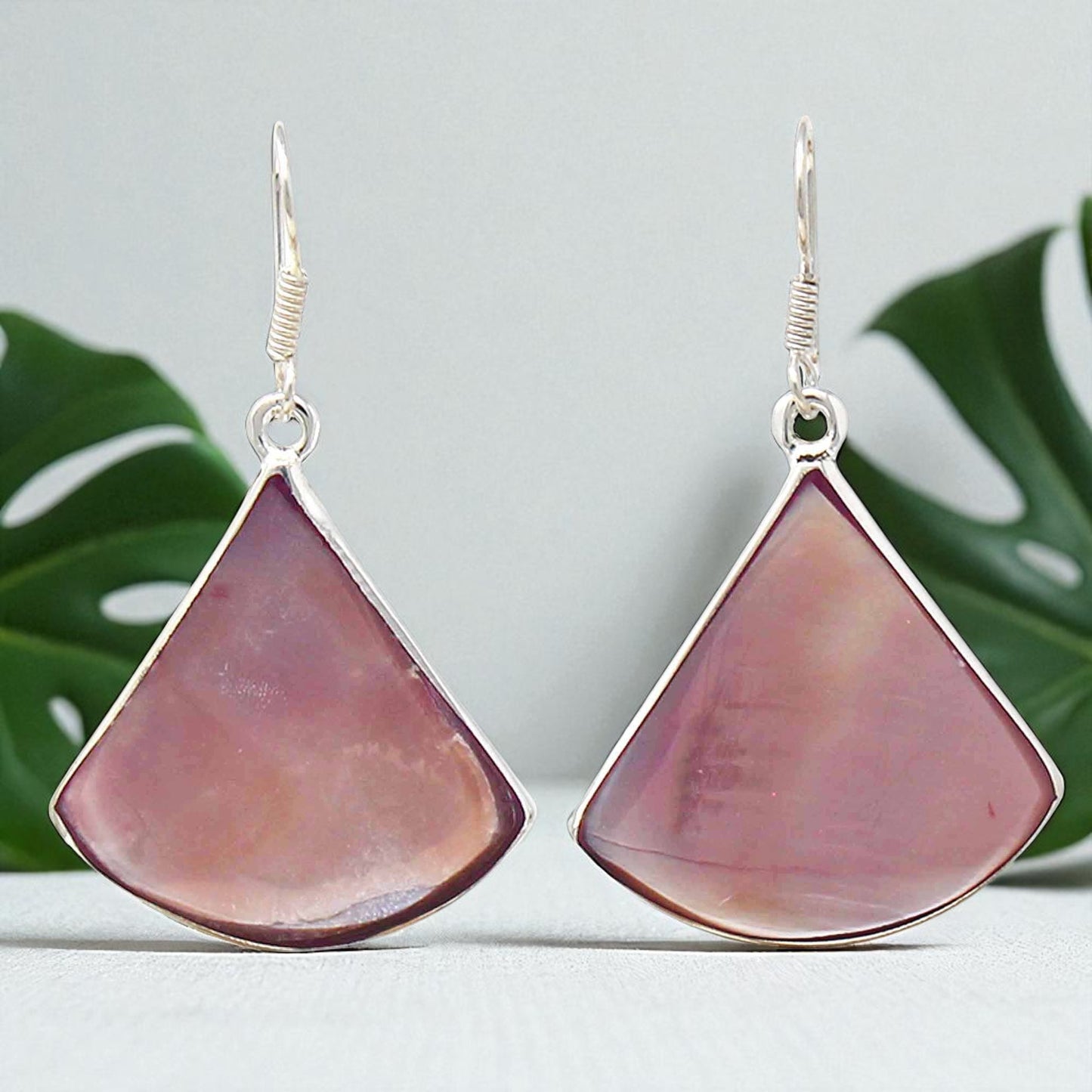 Sirena Pink Clam Shell Fan Drop Earrings