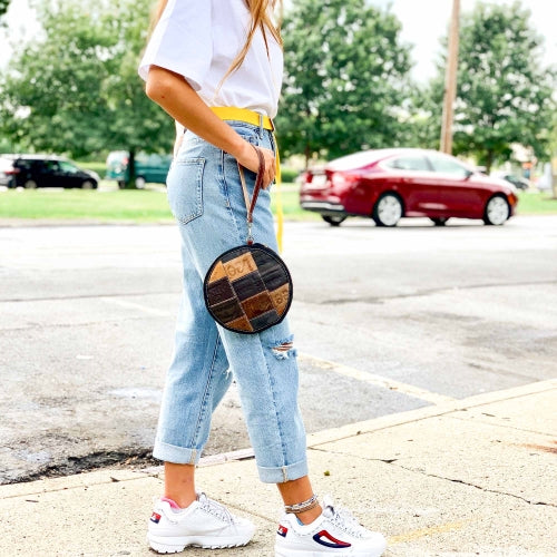 The Denim Patch Circle Wristlet