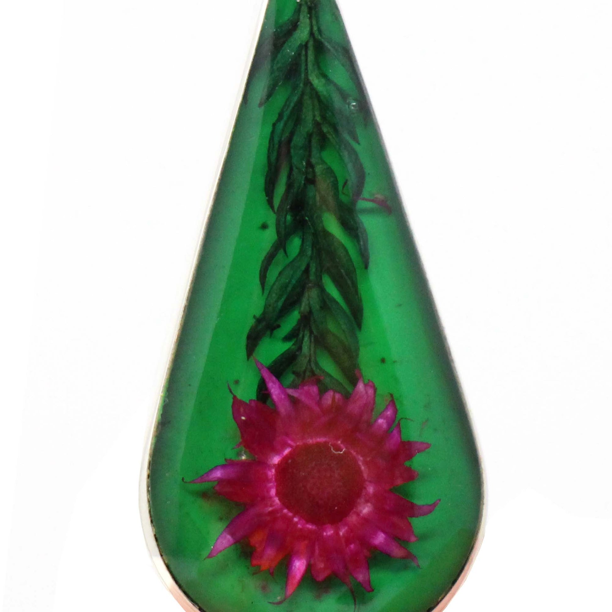 Image of Pink Pressed Flower Teardrop Earrings