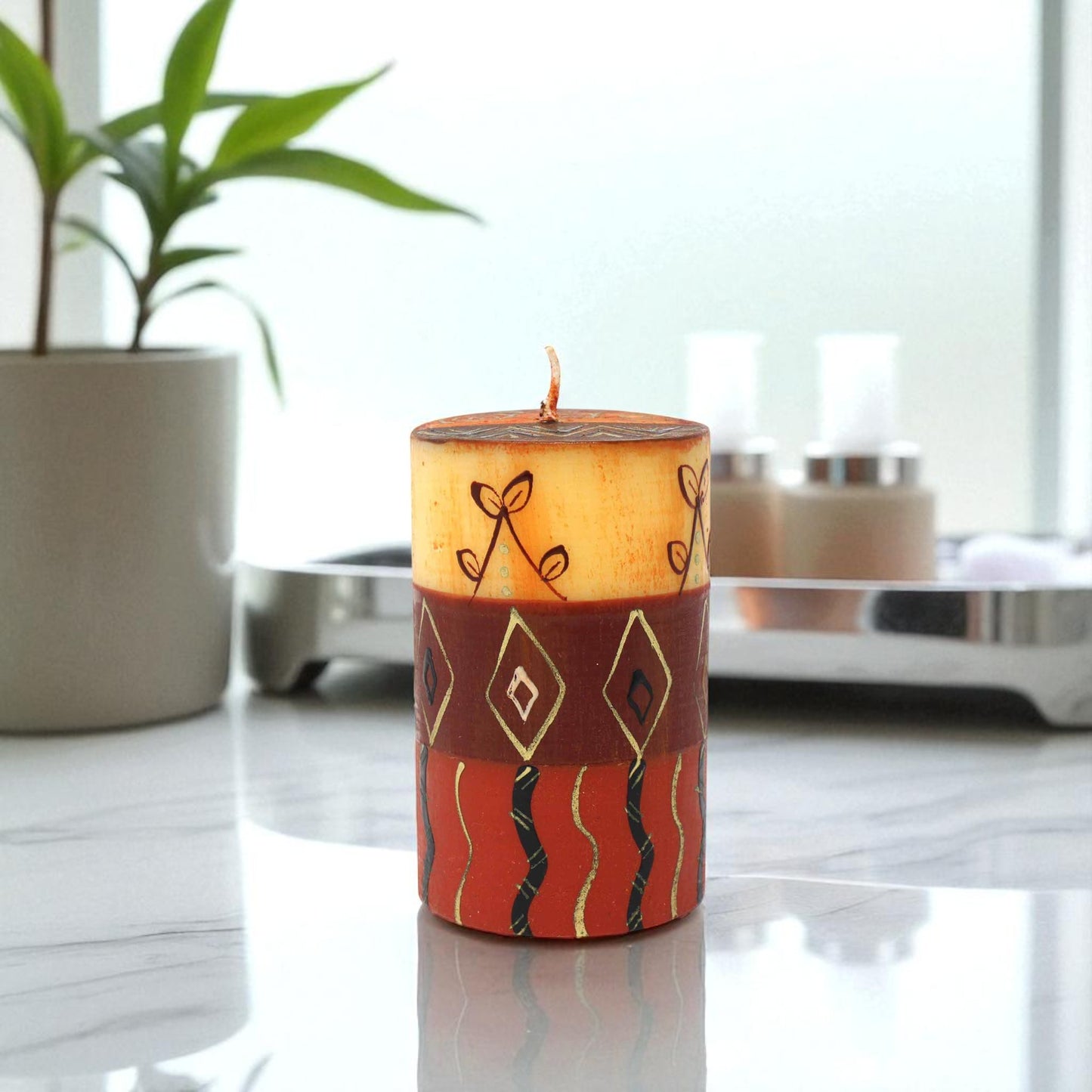 Bongazi Hand-Painted Pillar Candle