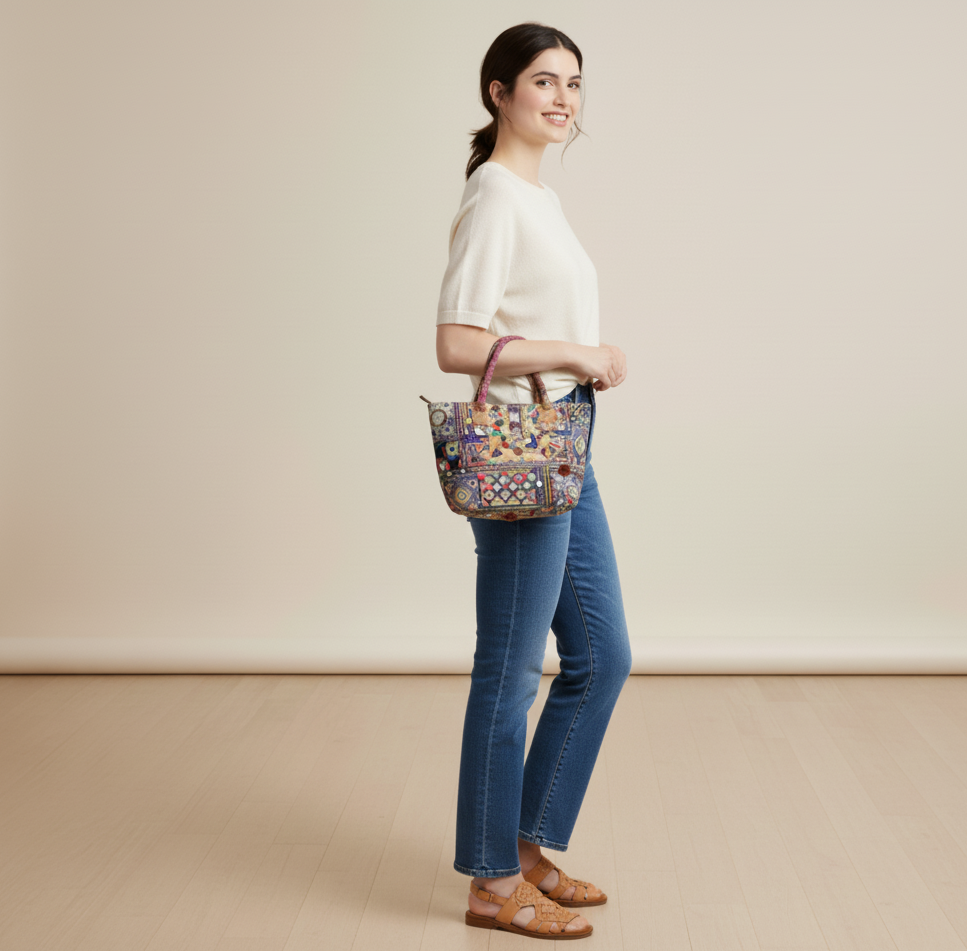 Banjara Market Embellished Cotton Shoulder Bag