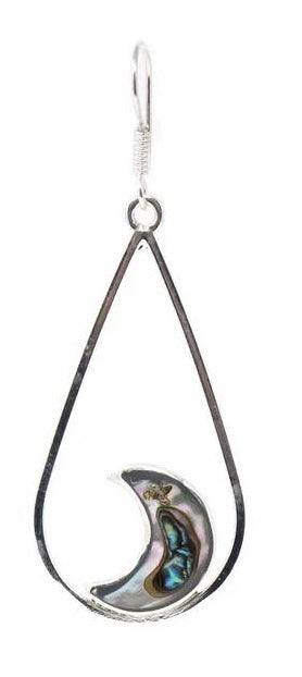 Luna Abalone Half Moon Teardrop Earrings