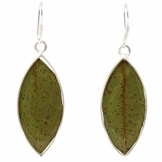 Image of Natural Leaf Resin Ellipse Earrings