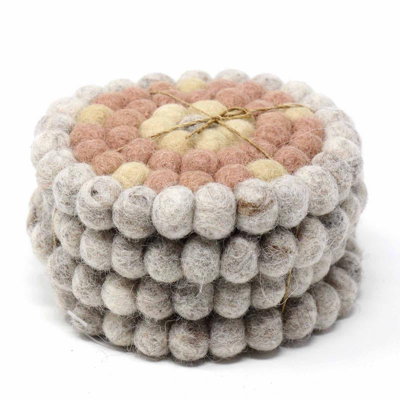 The Blossom Garden Felt Ball Coasters