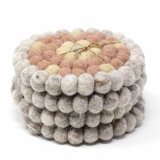 The Blossom Garden Felt Ball Coasters