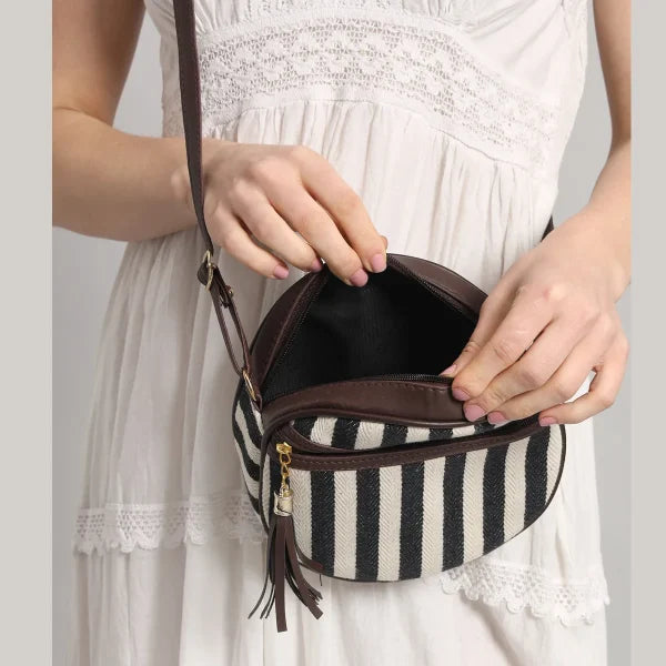 Flicker Jacquard Round Sling Bag - Stripes