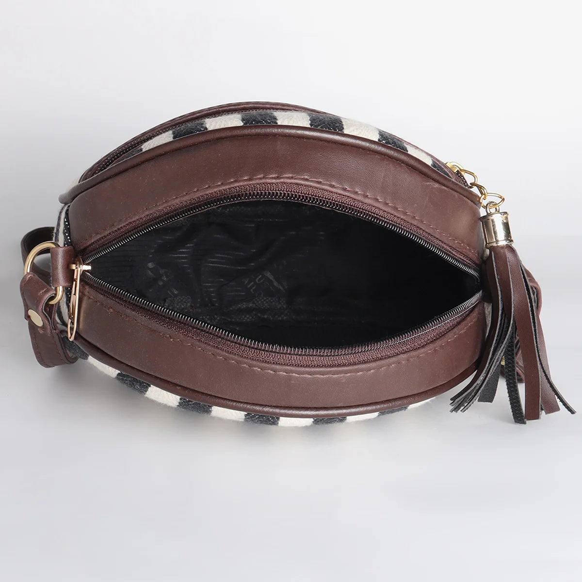 Flicker Jacquard Round Sling Bag - Stripes