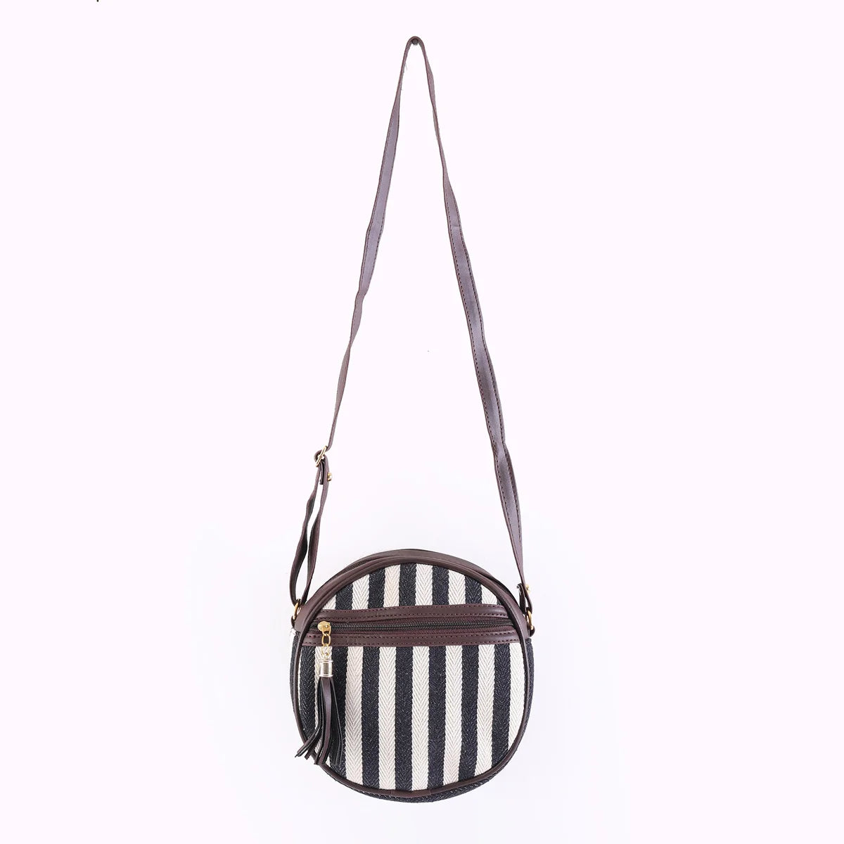 Flicker Jacquard Round Sling Bag - Stripes