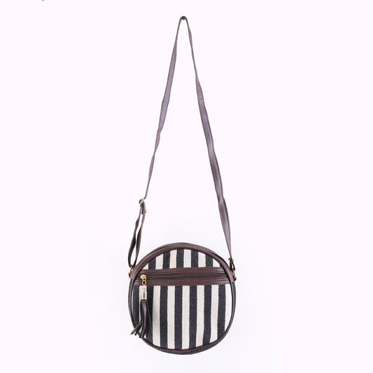 Flicker Jacquard Round Sling Bag - Stripes