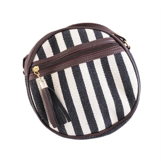 Flicker Jacquard Round Sling Bag - Stripes