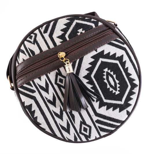 Flicker Jacquard Round Sling Bag - Onyx