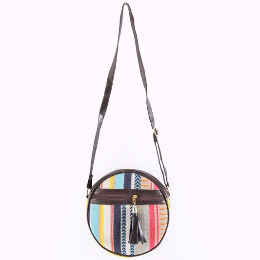 Flicker Jacquard Round Sling Bag - Multicolor