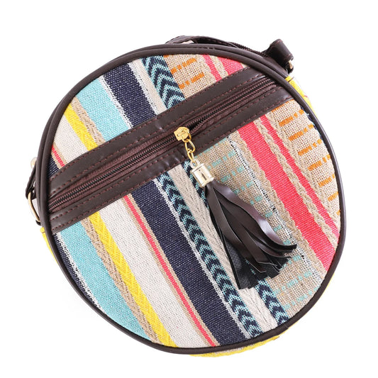 Flicker Jacquard Round Sling Bag - Multicolor