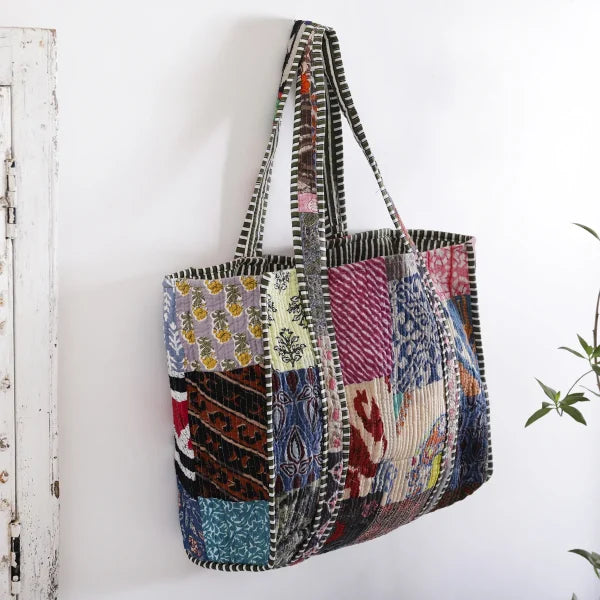 The Bazaar Patchwork Carryall Tote - Mixed Berry